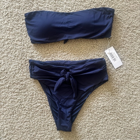 NWT Baltic Born Bandeau High Waisted Navy Bikini Set M - Picture 4 of 5